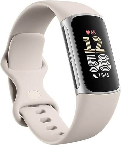 De Google Fitbit Charge 6 activiteitstracker bevat 6 maanden premium lidmaatschap, 7 dagen batterijduur, Google Wallet, Google Maps, porselein/aluminium zilver