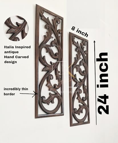 Image of DE KRAFTSMAN Wall panels, CARVED STYLE set of 3 wall decor handcarved antique wall panel decor 24X8 inch (Frost White color) (ITALIANO WHITE 3)