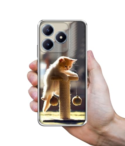 Image of Cat Climbing Design Printed Silicon Soft TPU Back Case Cover for Realme C63 4G / Narzo N63 4G