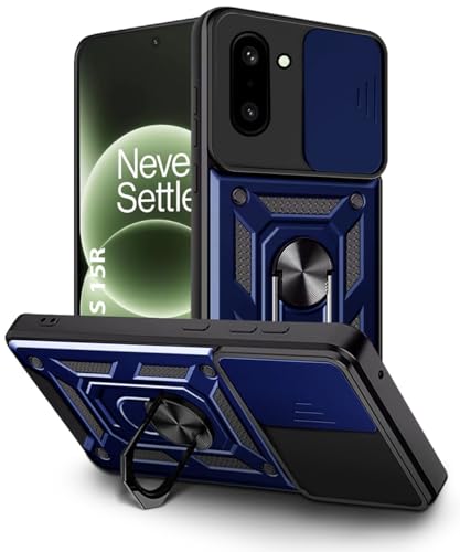 Image of WOW IMAGINE Tough Armor Bumper Mobile Back Case for 1+ OnePlus 15R 5G 2025 | Sliding Camera Cover | Shock Proof 360 Protection | Hybrid PC + TPU | Ring Holder with Kickstand - Blue