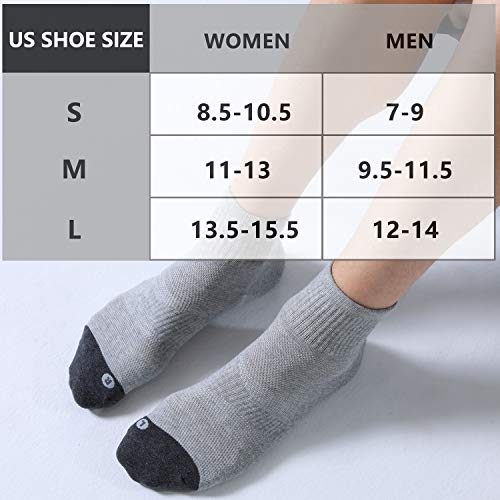 Fitrell 6 Pack Men's Athletic Ankle Socks Cushioned Sports Running Socks, Shoe Size 12-15, Grey #TOP1