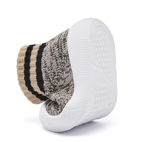 Image of Eashi Baby Boy Girl Non-Skid Indoor Infant Walking Shoes Breathable Warm Elastic Sock Shoes with Memory Sole Protect Toes Outdoor Sneakers