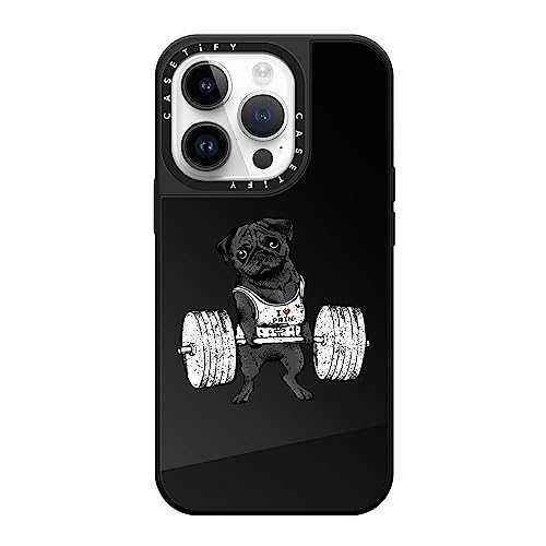 CASETiFY �~���[ iPhone 14 Pro �P�[�X [1.5m����̗����������N���A/MagSafe �ɑΉ�] - Black Pug Lift - �u���b�N (�u���b�N�o���p�[)