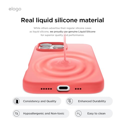 elago Magnetic Silicone Case Compatible with iPhone 16 Pro Case 6.3 Inch Compatible with All MagSafe Accessories - Built-in Magnets, Soft Grip Silicone, Shockproof [Pink] by elago - Image 5