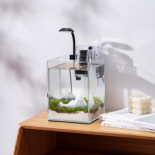 Kit multifuncional para iniciantes, aquário sem aro, nano aquário de alta transparência com filtro e