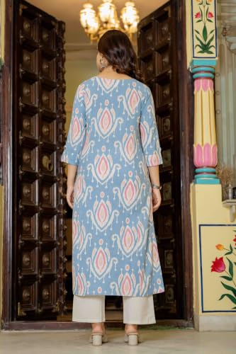 Image of Pistaa's Women's Cotton Relaxed Fit A Line Kurta