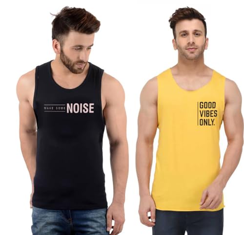 Image of hotfits Men's Quick Dry Workout Tank Top Gym Muscle Tee Fitness Bodybuilding Sleeveless T Shirt, Gym Vest- Pack of 2