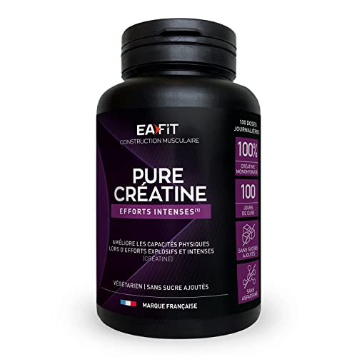 Eafit PURE CREATINE - 3g CREATINE - POUDRE 300g - 100 jours de cure - Efforts intenses - Sans sucre - Sans aspartame - 100% créatine monohydrate Cover