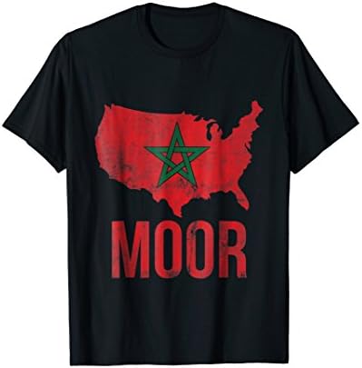 TeesoonMoorish American T-Shirt America Amexem Moroccan Flag Tee T-Shirt
