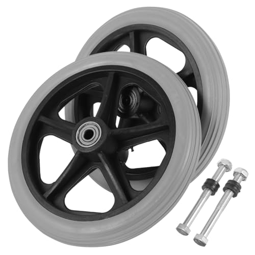 Beavorty 2pcs Wheelchair Wheels Walker Wheels Solid Tire Wheel Heavy Duty Wheels Replacement Wheels for Walkers Universal Walker Wheel Small Wheelchair Front Wheels Rear Caster Wheel Metal