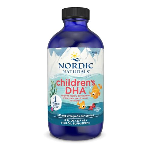 Nordic Naturals Children’s DHA, Strawberry - 8 oz for Kids - 530 mg Omega-3 with EPA & DHA - Brain Development & Function - Non-GMO - 96 Servings