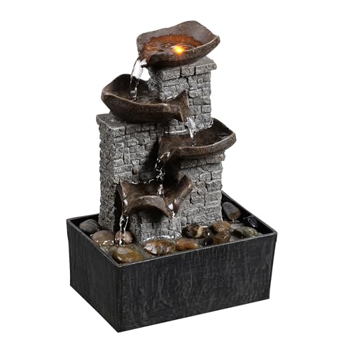 Fontaine à eau d'intérieur décor zen pour salon avec mur de briques - 2