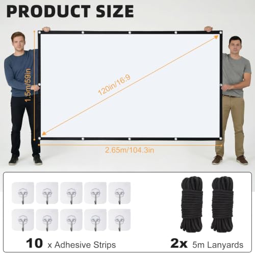 Pantalla de proyección de 120 pulgadas antiarrugas para pared de salón 2