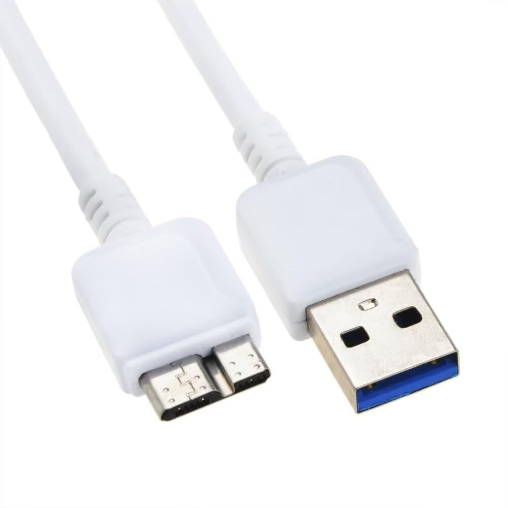 White USB PC Charger Data Cord Lead Cable Compatible with Galaxy Note 3 III Phone