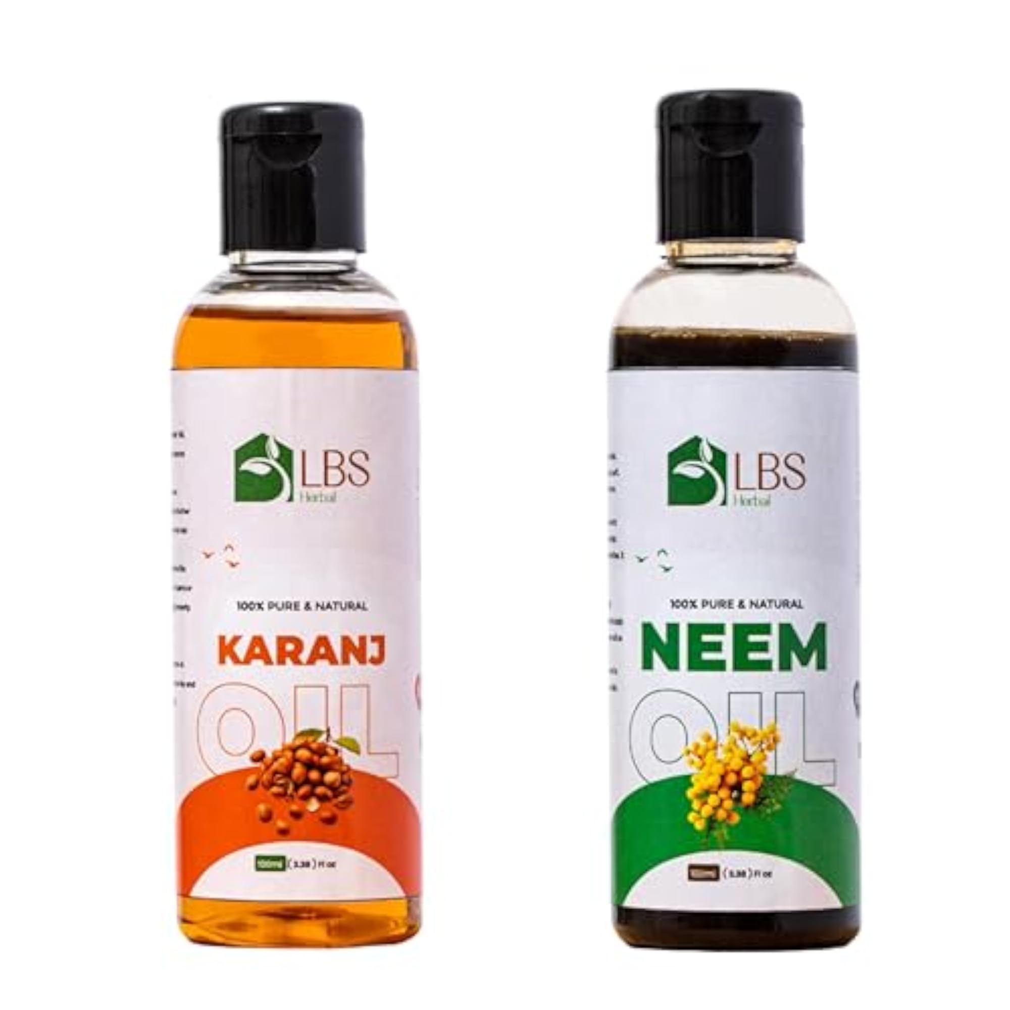 100% Pure & Natural Karanj Oil & Neem Oil Combo, Cold-Pressed