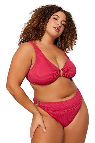 Trendyol Woman Waist Normal Trotter Plus Size Bikini Bottoms baño, Fucsia, 42 para Mujer
