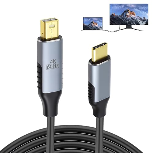 USB C auf Mini DP DisplayPort Kabel 4K@60Hz HDR Video Adapter, einseitig USB-C (DP Alt Mode/Thunderbolt 3/4) zu MiniDP, Alu & vergoldet f&uuml;r Mac Book Pro, i Pad Pro,f&uuml;r Monitor, Laptop, HDTV,1,8m