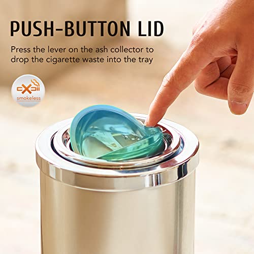 Co-Z Standing Ashtray With Trash Can, Indoor Outdoor Ashtray With Lid Removable Tray And 1.2 Gal Garbage Can, Smokeless Cigar Ashtray And Waste Disposal For Cigarettes For Patio Home Office, Silver #TOP2
