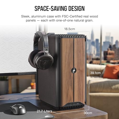 Corsair ONE i500 Gaming PC - Liquid Cooled Intel® Core™ i9 14900K CPU - Liquid Cooled NVIDIA® GeForce RTX™ 4080 Super GPU - 32GB Vengeance DDR5 Memory - 2TB M.2 SSD - Wood Dark - Image 6