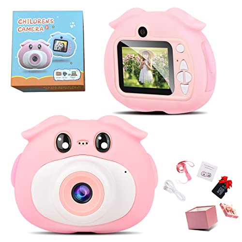 Kids Camera, Hd Digital Camera For Children Portable Mini Toddler Selfie Camcorder, Christmas Birthday Gifts Toys Camera For Girl Boys Age 3-12 With A Dual Lens/32Gb Sd Card（Pink #TOP4