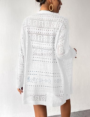 Image of Zeagoo Womens 2026 Summer Crochet Cardigan Sweaters Lightweight Long Sleeve Open Front Kimono Boho Knit Cover Ups