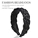 KU Black Headbands for Women Trendy, 90s Satin Plait Soft Wide Headband for Girls and Teens, Plain No Teeth Thick Hoops Non-Slip Fashion Hair Accessories for Makeup Washing Face