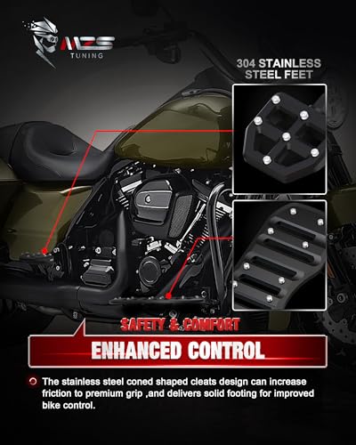 Image of MZS Motorcycle Wide Passenger Rider Floorboards Set for HD Touring Softail