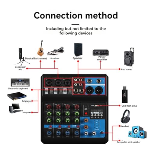 Console de mixage pour diffusion en direct avec mixeur audio 5 canaux A5