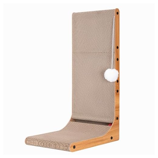 Rascador Para Gatos De Cartón Reforzado Con Madera | Poste Rascador Vertical Y Base Antideslizante | Mueble Rascador De Suelo Y Pared Con Bola De Juguete | Protección Sofá | Diseño Moderno y Ecológico