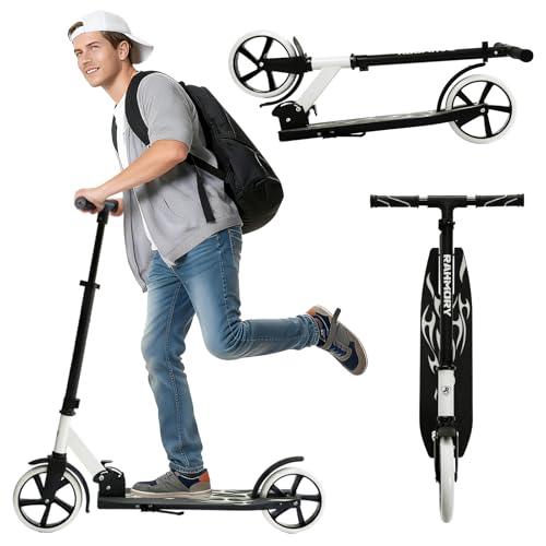 Rahmory Kick Scooter for Ages 6+,Kid, Teens & Adults. Foldable Kick Scooter for Boys with 4 Adjustable Heights, ABEC9 Bearings, Supports Up to 220 lbs