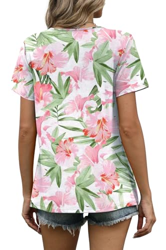 Image of WIHOLL Women T Shirts Pleated Short Sleeve Tops Business Casual Dressy Blouses