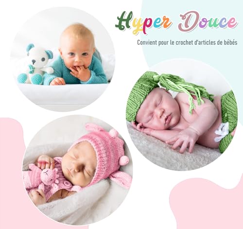 ilauke 300g (12 X 25g) Crochet Yarn Kit, Acrylic Yarn for Beginners,Hooks Stitch Markers, Hand Knitting Yarn, Crochet Kits for Beginners (Multi-Colored, 5-Ply)