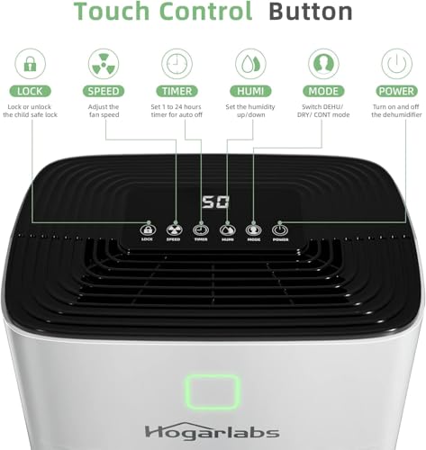 HOGARLABS 50 Pint Smart Dehumidifiers for Home and Basements, with 3 Working Modes, Overflow Protection, and Auto Shut off Restart. Ultra Silent Dehumidifier with Drain Hose and Digital Control Panel. by HOGARLABS - Image 4
