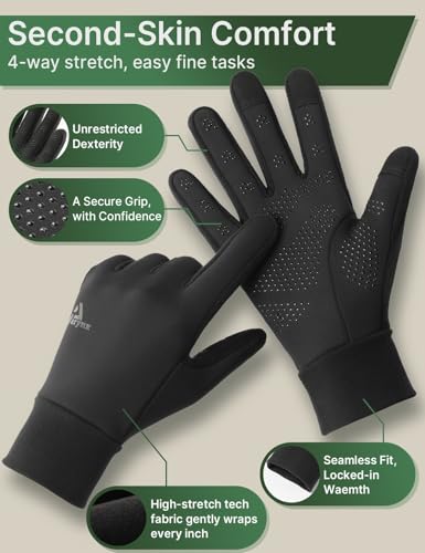Aerynx Winter Gloves Women Men Cold Weather Touch Screen 3-Layers Liner Glove for Running, Cycling, Biking, Hiking, Driving - Image 8