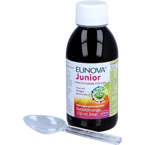 EUNOVA Junior - Multivitamin Sirup mit 12 Vitaminen und wichtigen Mineralstoffen - Nahrungsergänzungsmittel für Kinder ab 4 Jahren - 1 x 150 ml