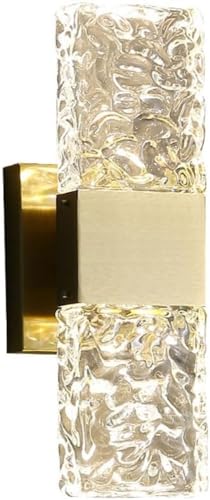 Lámpara de pared dorada mate con pantalla de cristal transparente WQHPLMD para dormitorio
