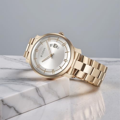 Image of Titan Silver White Dial Analog Watch for Men-90170WM01