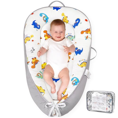 Image of HKAI Baby Lounger – Soft Cotton Infant Floor Seat for Newborn to 24 Months, Portable Baby Essentials for Boys & Girls, Travel-Friendly Baby Lounge Pillow