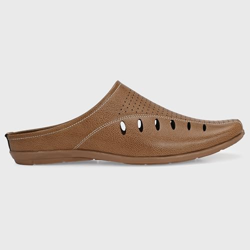Image of Centrino Men's Casual Slip-On Sandals |Comfortable Back-Open Relaxed Fit Mule|Slip-On Half Shoe with Cushioned Insole for Office,Casual,Home,Outdoor,Driving,Summer Everyday Comfort(8107)