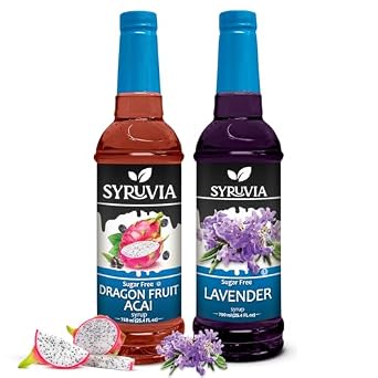 Syruvia Sugar-Free Lavender & Dragon Fruit Acai Syrup - Premium Flavoring Syrup for Tea, Italian Sodas, Beverages, Drinks, Desserts, Cocktails & Mocktails - 0 Calories, Kosher, Gluten Free - 25.4 fl