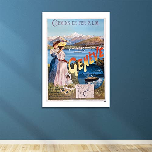 Poster de voyage Genève imprimé d'art sur papier archival mat d'exception