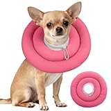 IDOMIK Dog Recovery Collar, Waterproof Soft Dog Cone After Surgery, Comfy Protective Elizabethan Collar Alternative for Dogs Cats, Adjustable Pet Neck Donut Cone Anti-Licking Biting Wounds,Rose,S
