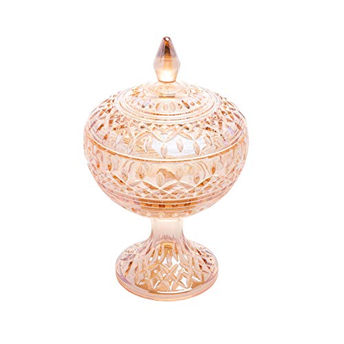 Potiche Decorativo de Cristal com Pé Lys Âmbar 14cm x 22cm - Wolff