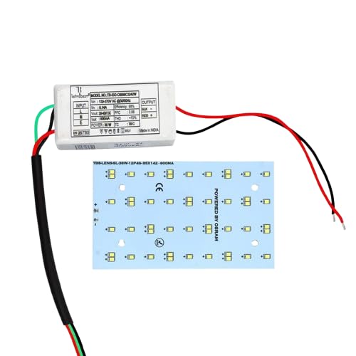 Image of Technobeam 36W LED Plate with Driver for Street Light Repair | Aluminum PCB 1.5mm | 6V 150mA LED Segments | 36V 900mA Driver Included | Durable | Ideal for Street Light Refurbishment, White, Pack of 1