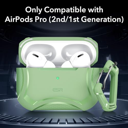 Image of ESR for AirPods Pro 2nd Generation Case, Compatible with Airpods Pro Case 2nd /1st Gen (2023 /2022 /2019), Compatible with MagSafe, Powerful Drop Protection, Magnetic Lid with Cleaner Kit, Light Green
