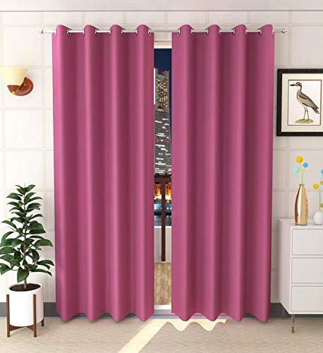 STAR DECOR 3 Piece Solid Blackout Plain Faux Silk Eyelet Curtain -100% Opaque - 5 feet Window, Pink [3 Piece] (B07W13GLQM) Amazon Price History, Amazon Price Tracker