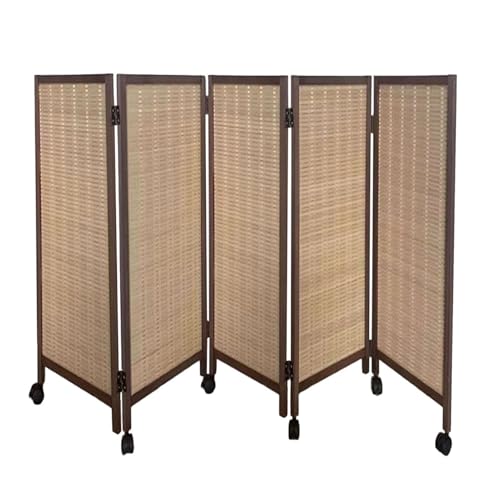 ショートボード折りたたみパーティションスクリーン、独立した木製プライバシーロースクリーン、リビングルームとダイニングルームのエリア分割に最適(120x40cm-5 piece)
