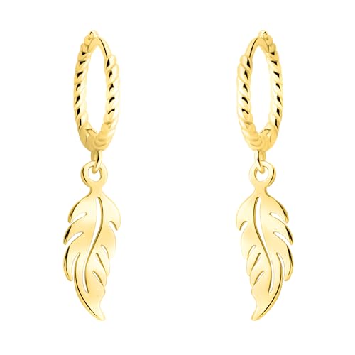 Boucles d'oreilles pendantes plume en argent 925 massif haut de gamme