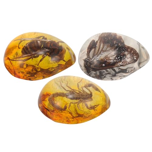 DECHOUS 3pcs Insect Amber Pendant Decor Realistic Butterfly Ant Bee Specimens Unique Insect Ornaments for Home Decor Lightweight Amber Crafts