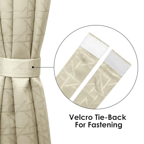 Image of Story@Home 100% True Blackout Window Curtains 5 Feet Long Set of 2 | Geometric Design | Room Darkening Curtain | Thermal Insulated Curtain for Living Room | (118 X 152 Cm, Beige Cream)